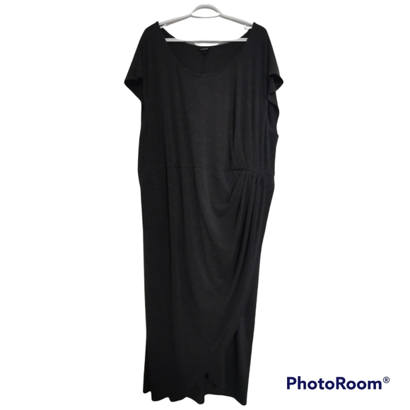 Torrid Tulip Jersey Knit Black Gray Faux Wrap Midi Dress Plus Size 5X - Picture 3 of 6